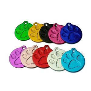 Entier 20pcs patte ronde en alliage d'aluminium collier de chien de compagnie étiquette d'identification pour chien animaux de compagnie collier anneau personnalisé personnalisé mignon gravé Y2009280H