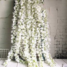 Entièrement 20pcs set artificiel wisteria fleur suspendue fleurs de rotin de rotin décorations de Noël Garland pour le jardin de la maison El 211022710