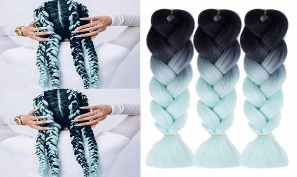 Entier 24 pouces synthétique haute température fibre Ombre Kanekalon tressage extension de cheveux 100gpcs Jumbo tressage Crochet Hair3204846