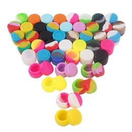 Intero 2ML 100 pz Lotto silicone antiaderente Dabs barattoli di cera contenitori di erbe secche scatola di immagazzinaggio porta olio piccoli vasetti contenitore rotondo248C