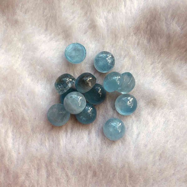 Ensemble 2 pièces A Aquamarines Cabochon de qualité 8mm pierre gemme en vrac perle Cabochon rond, visage de bague gemme pour bijoux bricolage