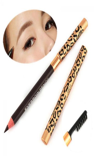 Entier 2pcs Nouveaux 5 couleurs imperméables imperméables léopard de maquillage durable femme de mode de mode eye-liner brosse 6420437