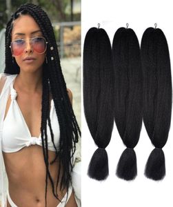 Hele 3 StuksLot 48 Inch 80G Jumbo Vlechten Zwarte Kleur Kanekalon Synthetische Vlechten Hair Extensions Fiber Voor 2177254