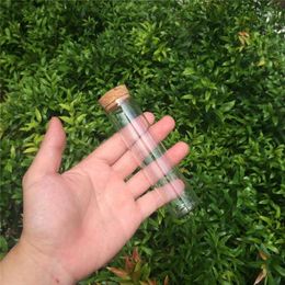 Whole- 30 120mm 60ml Bouteilles en verre Flacons Bocaux Tube à essai avec bouchon en liège Verre vide Transparent Bouteilles transparentes 24pcs lot1277j