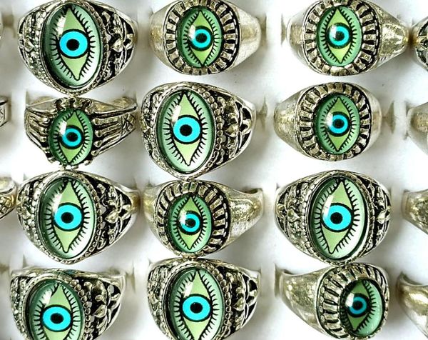 Ensemble 30 Mix Eyeball Ring Unique Design Evil Eyes Argent Anneaux Vintage Hommes Femmes Punk Rocker Cool Bands Homme Garçon Bijoux Favor6287223