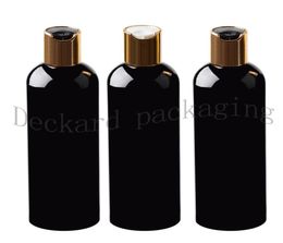 Entier 30 pièces noir 300 ml récipient échantillon nettoyant shampooing stockage avec bouchon à disque en or vide noir emballage bouteilles en plastique 9089328