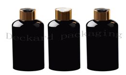 Entier 30 pièces noir 300 ml récipient échantillon nettoyant shampooing stockage avec bouchon à disque en or vide noir emballage bouteilles en plastique 7542038