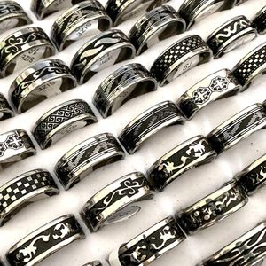 Todo 30 Unids líneas negras anillos de acero inoxidable mezclan hombres mujeres banda regalos de fiesta moda punk retro Jewelry255r