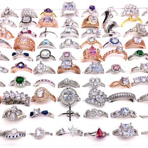 Ensemble de 30 pièces de bagues pour femmes, strass, cristal, zircon, pierre, bijoux, cadeaux de couple, bandes de mariage, styles mixtes, mode 278y