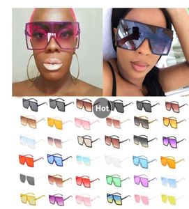 34 couleurs entières une pièce lunettes de soleil carrées pour femmes hommes Vintage surdimensionné dégradé lunettes de soleil femme nuances élégantes Uv4005583819