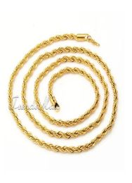 Collier plaqué or 345 24 carats, chaîne corde pour hommes et femmes, bijoux GF GNM285295248