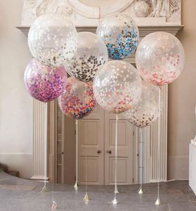 Ballon en papier transparent rond de 36 pouces entier 2018 nouvelle disposition de mariage grands ballons de confettis pour la fête d'anniversaire de mariage P2821792