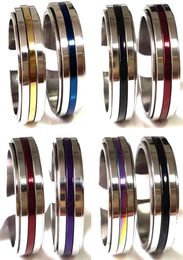 Hele 36pcslot roestvrijstalen spinner ring 8 mm bovenste kleur mix mannen vrouwen roterende spin ringen heren mode sieraden6140825