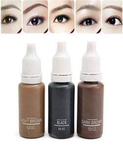 Hele 3 Stukslot Tattoo Inkt 3 Verschillende Kleuren Voor Permanente Make-Up Tatoeëren Wenkbrauw Eyeliner Lip 15 ml Cosmetische Handmatige Verf P9723170