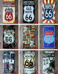 Styles entiers 40 Route 66 Signes en métal rétro en étain peinture à la maison Affiches artisanat Fournitures murales Pictures d'art décor