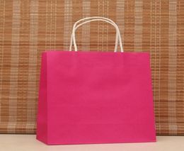 Sac en papier rose multifonction, 40 pièces, avec poignées, 21x15x8cm, sac cadeau de Festival, bonne qualité, shopping kraft9560453