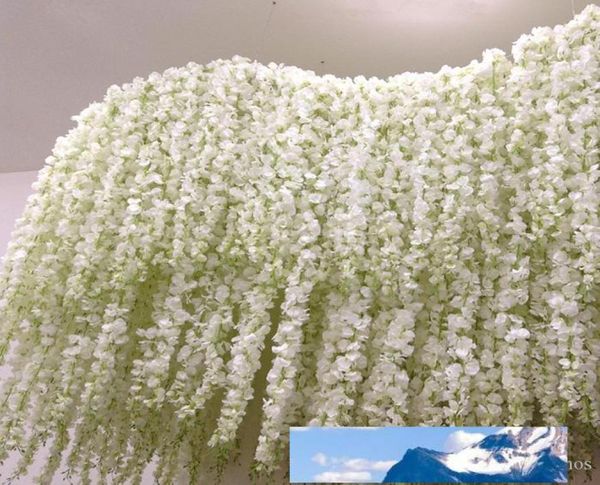 Guirlande d'hortensia artificielle en soie de 4580 100 pouces, guirlande de fleurs de glycine violette, guirlande de vigne pour toile de fond de mariage, décoration murale Sup1560611