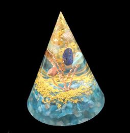 Entièrement 5 PCS Orgone Energy Stone and Resin Pyramid Pendant Pyradant Copper Fire Wrap Tree of Life Jewelry94259663297043