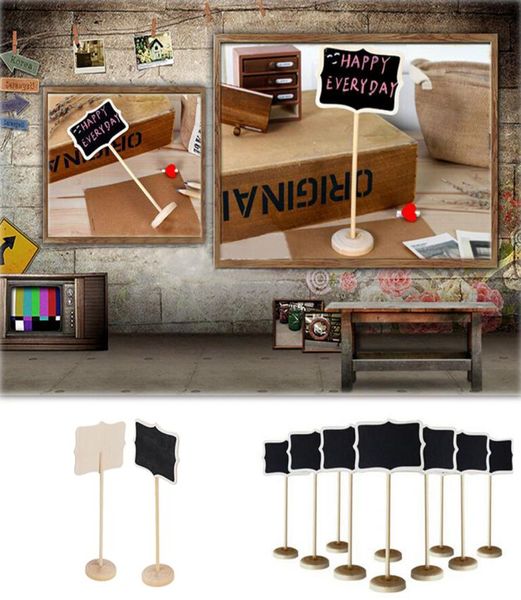 Décoration de table de mariage entièrement 5 PCSset Mini Blackboard Chalkboard WordPad Message Board Clip sur un bâton8795371