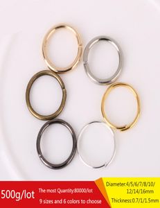 Hele 500gMeest ongeveer 80000 stuksslot 4mm 5mm 6mm 7mm 8mm 10mm 12mm 14mm 16mm Open Jump Ring Split Ring Connector DIY Sieraden a4750000