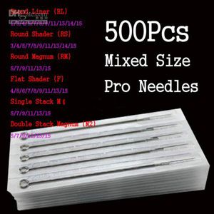 Assortiment de 500 pièces stériles jetables, taille mixte, pour tasses d'encre de tatouage, Kits de pointes 251l