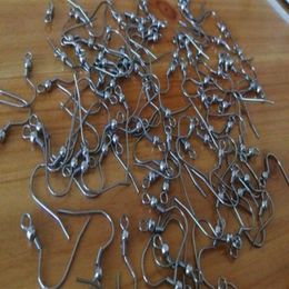 Hele 500 stuks mode-sieraden vinden chirurgisch roestvrij staal oordraden haken - met kraal spoel oorbel bevindingen zilveren toon D281J