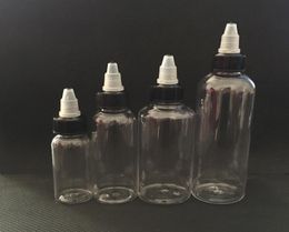 Entièrement 50 ml 60 ml 100ml 120 ml bouteilles de compte-gouttes en plastique ECIG avec des bouchons d'arrêt Forme de stylo Bouteilles pour animaux de compagnie pour e liquide4073002