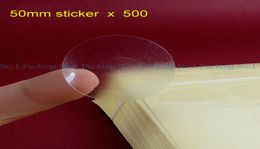 Hele 50 mm transparante PVC -stickers Round Round Clear afdichtingsstickers 5 cm rond 500 StickersLot2734669