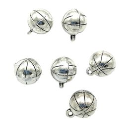 Entièrement 50pcs basket-ball antique charmes argentés pendentifs bijoux bricolage pour collier bracelet boucles d'oreilles de style rétro 1411 mm dh07851246572