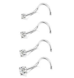 Ensemble 50 pcs/Lot populaire CZ goujon vis anneau en acier chirurgical nez Piercing 20gX1.5mm 2mm 2.5mm 3mmShine