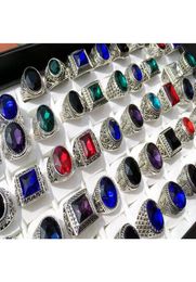 Hele 50 stcs mix lot antieke zilveren ringen heren dames vintage edelsteen sieraden feestring wiet ring willekeurige stijl rj4200843
