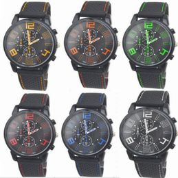 Mezcla completa de 50pcslot 6colors Men Causal Sport Military Pilot Aviator Army Silicone GT Watch RW0171233139