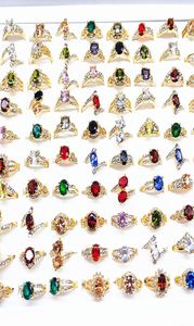 entièrement 50pcslot femmes039s anneaux en or ruisseau zircon pierre de mode bijoux anneau de fête de fête de fête