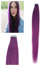 Hele 5A 16quot 24quot 100 Menselijk haar PU EMY Tape Skin Hair Extensions 25gpcs 40pcs100gset paars haar DHL 3598937