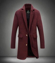 Whole 5xl 2017 New Trench Coat Men Top Fashion Style Spring Winter Overcoat Ropa de marca masculina Calidad Vino rojo Homme Trench6553364