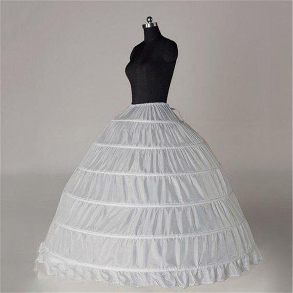 Ensemble 6 cerceaux robe de bal blanc jupon de mariée os pleine crinoline tulle long gonflé jupon de mariage pas cher simple en stock291l