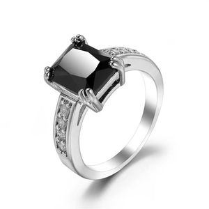 Hele 6 stks Luckyshine Mix Kleur Mode Vrouw 925 Zilveren Ringen Vierkante Zirconia Crystal Ringen Pure handgemaakte shippin288a