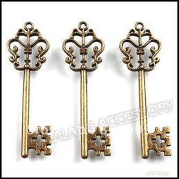 Whole-60pcs / lot Vintage Key Charms 58x18x3mm Antique Bronze Alliage Metel Pendentif Fit Fabrication de Bijoux 141372197R