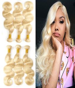 Les paquets blonds entiers 613 vagues de cheveux humains vagues brésiliennes vierges paquets de cheveux pour les femmes noires peuvent être byed6213319