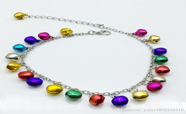 Ensemble de 6 pièces, mélange de couleurs multicolores, clochettes pendantes, breloques en métal, Bracelet de cheville, 2913246