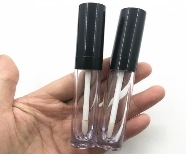 Tubes de brillant à lèvres vides de bouteille de tube de brillant à lèvres noir rond entier de 7 ml avec boîte et logo emballage cosmétique en plastique rouge à lèvres Lipblam4332801