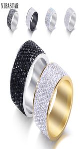 Hele 8 rij kristallen ringen voor vrouwen Oostenrijk kristallen ring roestvrij staal Bijoux voor vrouwen bruiloft sieraden4072508