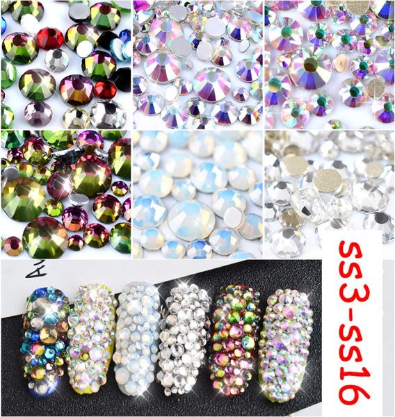 Todo 800 Uds. Llama cristal de uñas 3D blanco claro AB Flatback Fix Nail Art Rhinestones DMC SS3SS16 DIY Glitters manicura Deco8012198