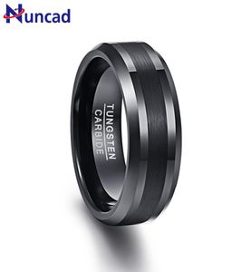 hele 8 mm wolfraam carbide ring zwarte bruiloft verlovingsband geborstelde centrum men039s ring afgeschuinde rand comfort fit maat 716501470