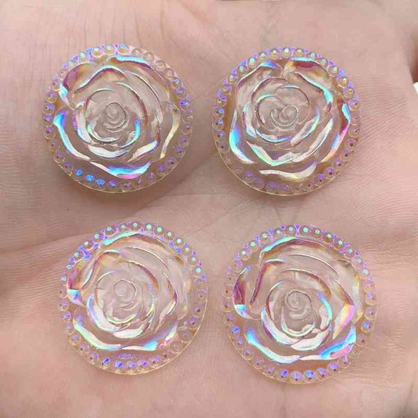 Todo 96 Uds 26mm flores parte posterior plana diamantes de imitación resina botón boda adorno arco DIY joyería accesorio-18W185