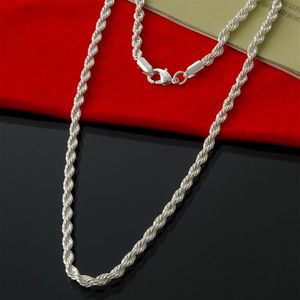 Entier et au détail 925 Sterling Silver 4MM 18 pouces Corde Chaîne Collier De Mode Collier En Argent Mens Jewelry201i