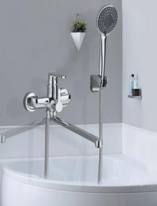 Hele en retail chrome badkuip kraan 180 graden rotble langere spout tub mixer tap single handle muur gemonteerd9654561