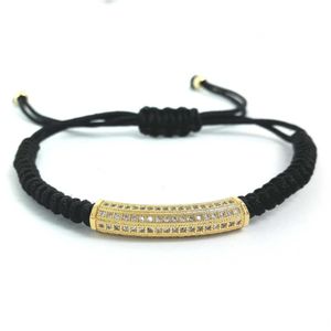 Hele-Anil Arjandas Mannen Macrame Armbanden Goud Lange Buis Micro Pave CZ Koper Noodle Kralen Briading Macrame Bracelet338b