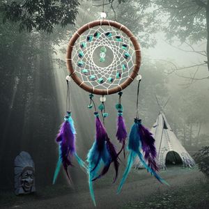 Hele-antieke imitatie betoverde bos Dreamcatcher cadeau handgemaakte dromenvanger net met veren muur hangende decoratie O278a