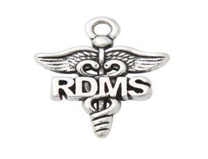 Breloques médicales en alliage plaqué argent Antique, symbole RDMS Caduceus, 1923mm, 50 pièces, AAC19807089288